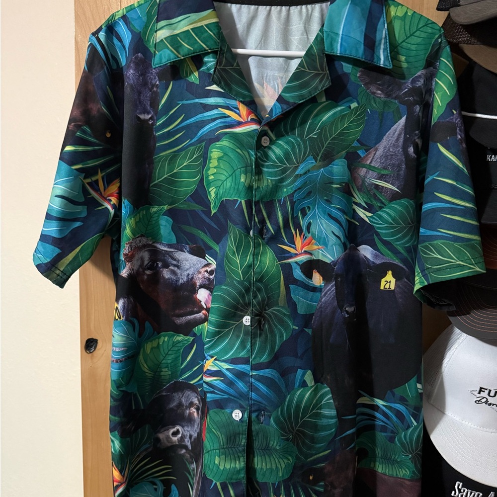 Tropical Cow Print Men's Shirt